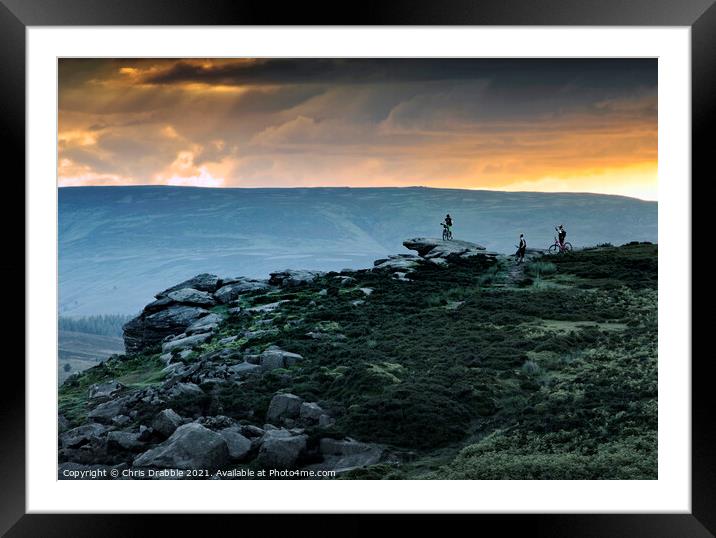 Bamford Edge at sunset Framed Mounted Print by Chris Drabble