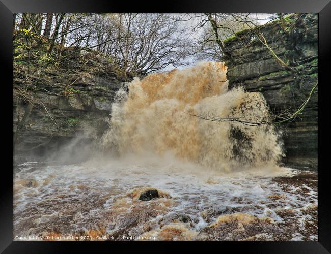 Summerhill Force Waterfall, Teesdale in Full Spate Framed Print by Richard Laidler