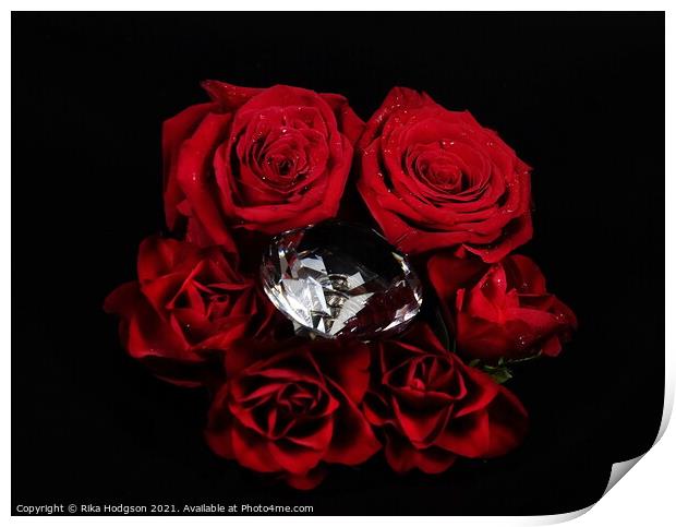 Red Roses and Diamonds  Print by Rika Hodgson