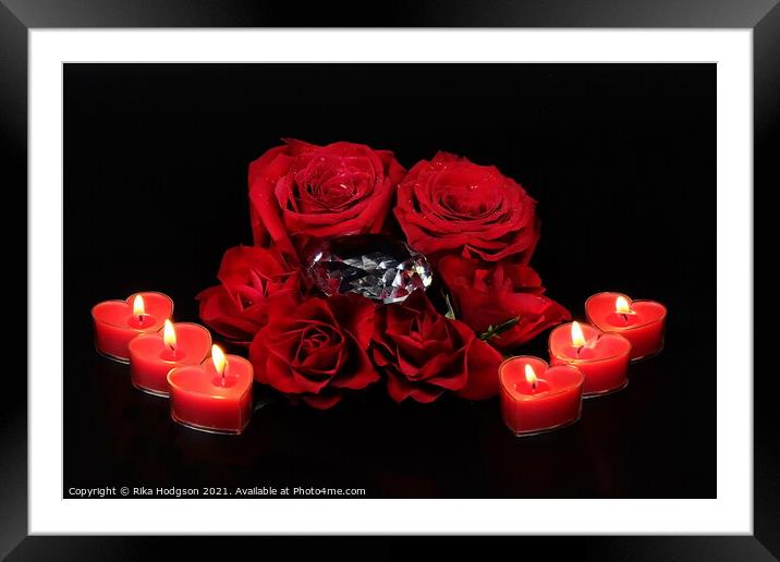 Expression of Love, Red Roses and diamonds  Framed Mounted Print by Rika Hodgson