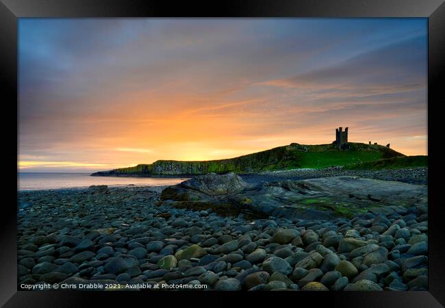 Dawn at Dunstanburgh Framed Print by Chris Drabble