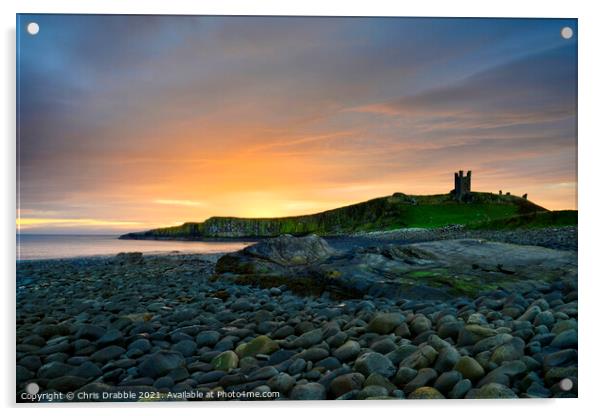 Dawn at Dunstanburgh Acrylic by Chris Drabble