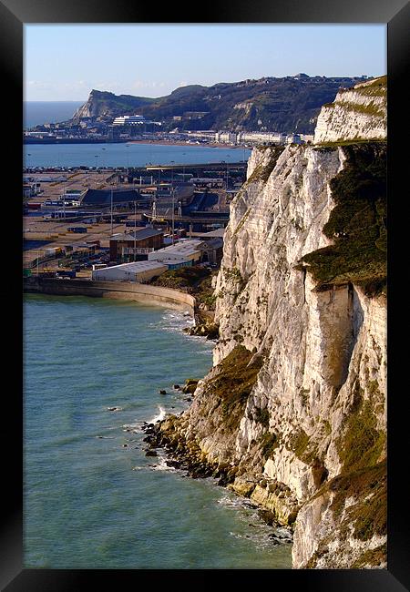 The White Cliffs of Dover and Dover Port Framed Print by Serena Bowles
