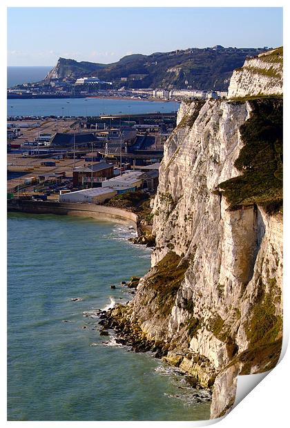 The White Cliffs of Dover and Dover Port Print by Serena Bowles