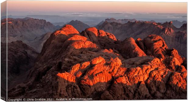 The view from Mount Sinai summit at sunrise Canvas Print by Chris Drabble