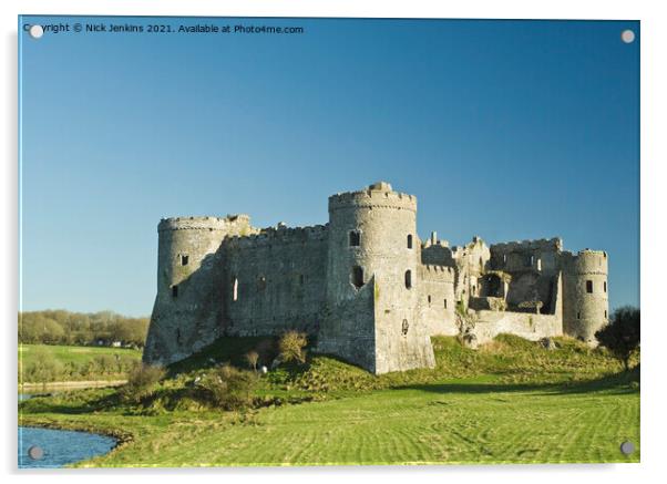 Carew Castle in South Pembrokeshire near Pembroke Acrylic by Nick Jenkins