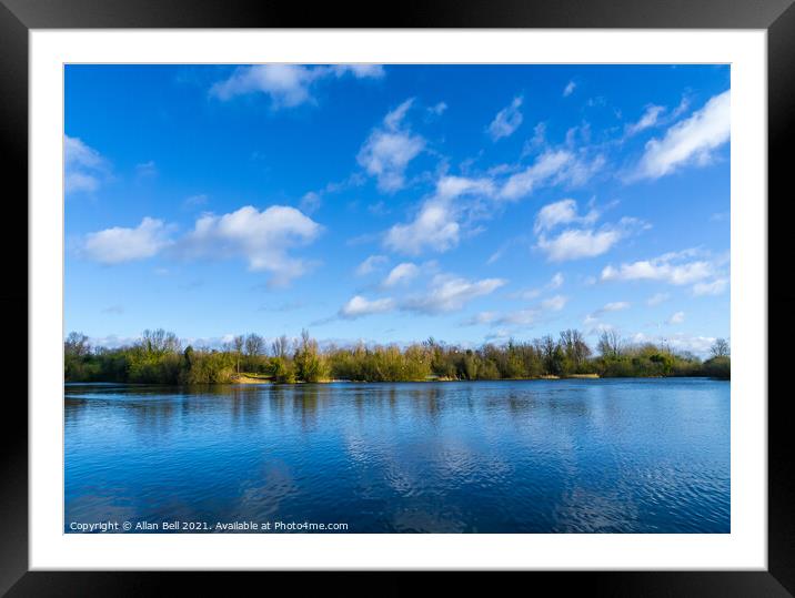 View Over Blue Lake Framed Mounted Print by Allan Bell