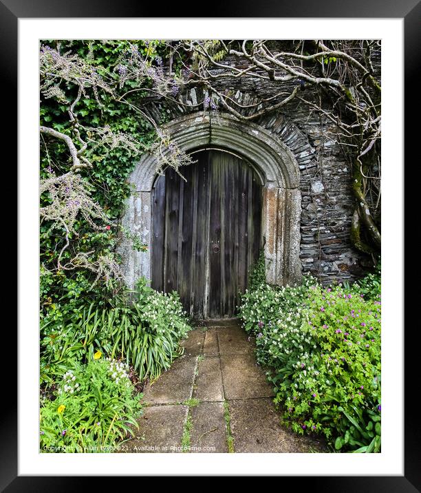Old Wood Door in Stone Wall Framed Mounted Print by Allan Bell