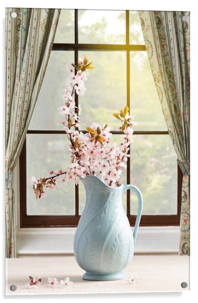 Vase Of Spring Blossom Acrylic by Amanda Elwell