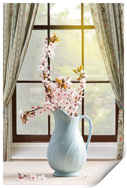 Vase Of Spring Blossom Print by Amanda Elwell