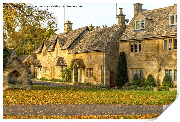 Cottages Lower Slaughter Cotswolds Gloucestershire Print by Nick Jenkins