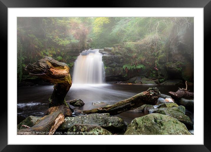 Thomason foss waterfall in the mist. 216  Framed Mounted Print by PHILIP CHALK