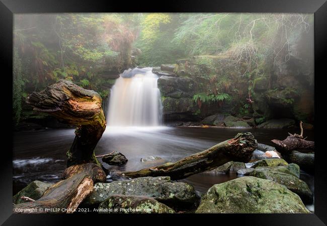 Thomason foss waterfall in the mist. 216  Framed Print by PHILIP CHALK