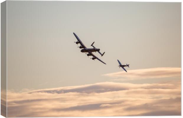 Lancaster and Spitfire Canvas Print by Roger Green