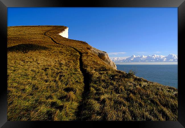 Climbing Path on the White Cliffs of Dover Framed Print by Serena Bowles