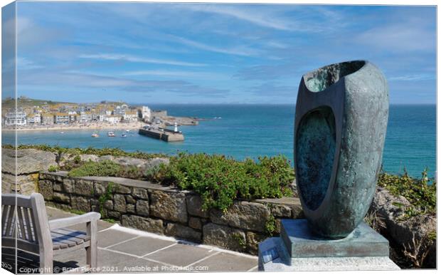 St Ives Harbour and Hepworth Sculpture Canvas Print by Brian Pierce