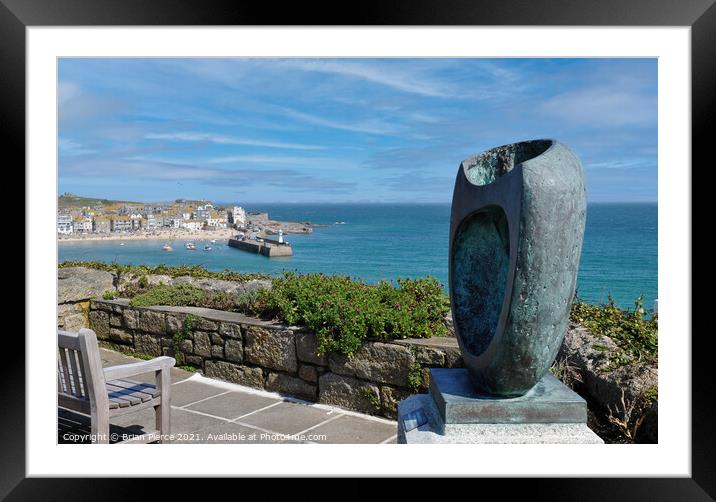 St Ives Harbour and Hepworth Sculpture Framed Mounted Print by Brian Pierce
