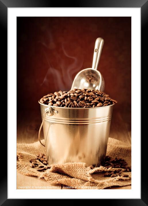 Bucket Of Coffee Beans Framed Mounted Print by Amanda Elwell