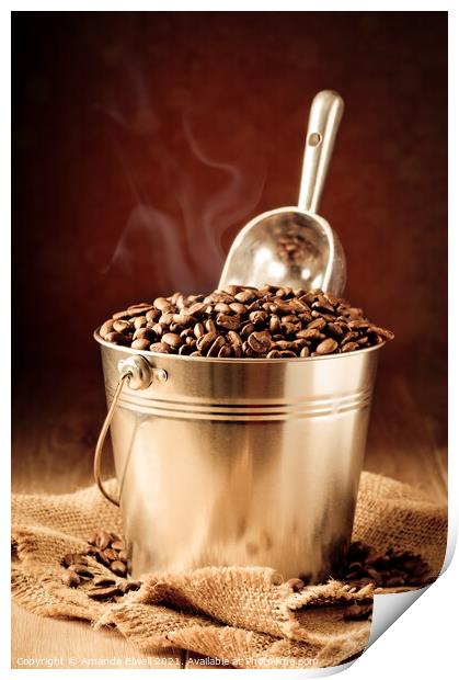 Bucket Of Coffee Beans Print by Amanda Elwell
