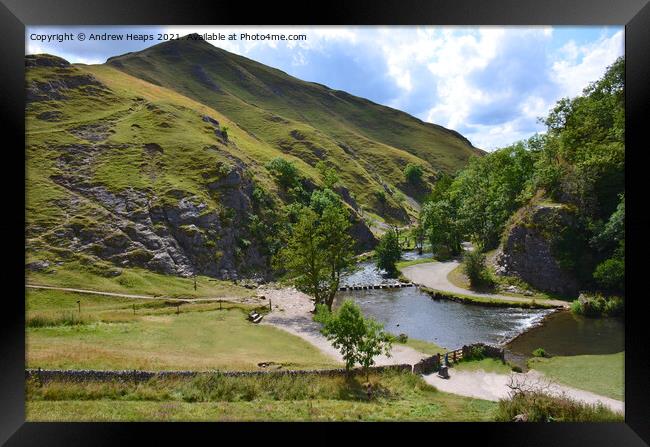 Dovedale stepping stones  Framed Print by Andrew Heaps