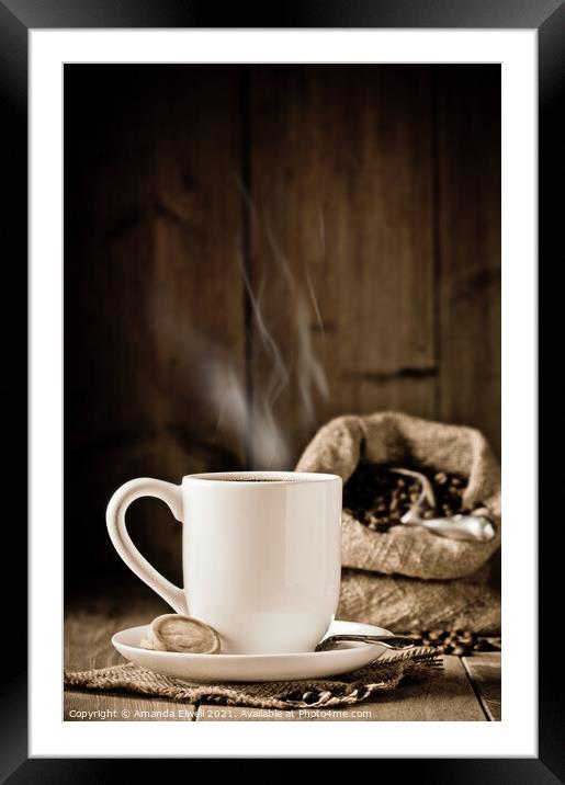 Steaming Coffee Framed Mounted Print by Amanda Elwell