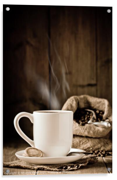 Steaming Coffee Acrylic by Amanda Elwell