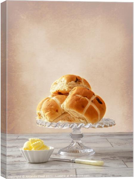 Hot Cross Buns With Butter Canvas Print by Amanda Elwell