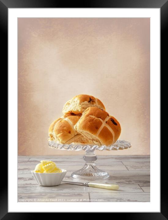 Hot Cross Buns With Butter Framed Mounted Print by Amanda Elwell