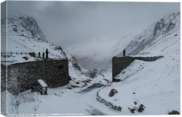 The Blizzard, Honister Pass Canvas Print by Liz Withey