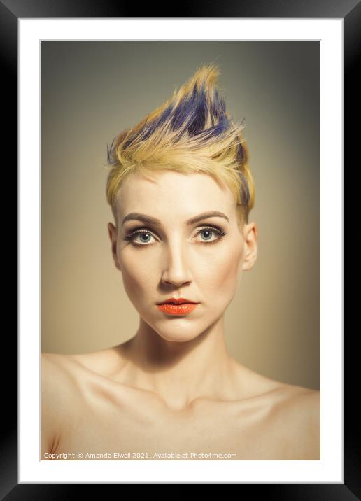 Woman With A Funky Hairstyle Framed Mounted Print by Amanda Elwell