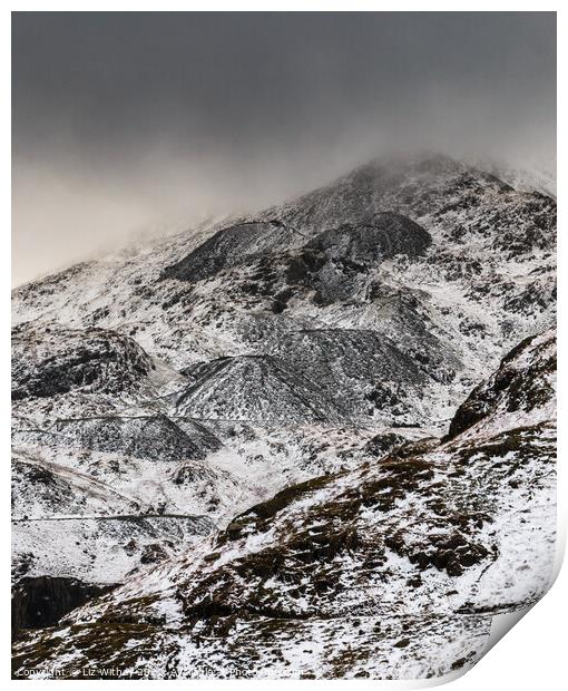 Coniston Old Man in Winter Print by Liz Withey
