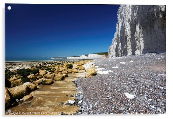 Seven Sisters at Birling Gap, East Sussex, England, UK Acrylic by Geraint Tellem ARPS