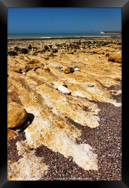 Intertidal zone near Birling Gap, Seven Sisters Country Park, East Sussex, England, UK Framed Print by Geraint Tellem ARPS