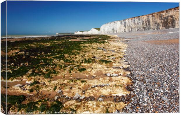 Seven Sisters from the beach at Birling Gap, East Sussex, England, UK Canvas Print by Geraint Tellem ARPS