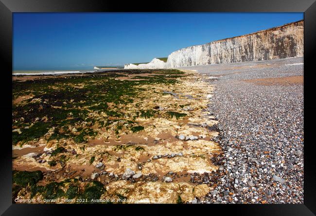 Seven Sisters from the beach at Birling Gap, East Sussex, England, UK Framed Print by Geraint Tellem ARPS