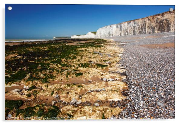 Seven Sisters from the beach at Birling Gap, East Sussex, England, UK Acrylic by Geraint Tellem ARPS