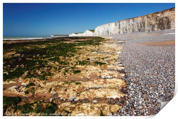 Seven Sisters from the beach at Birling Gap, East Sussex, England, UK Print by Geraint Tellem ARPS