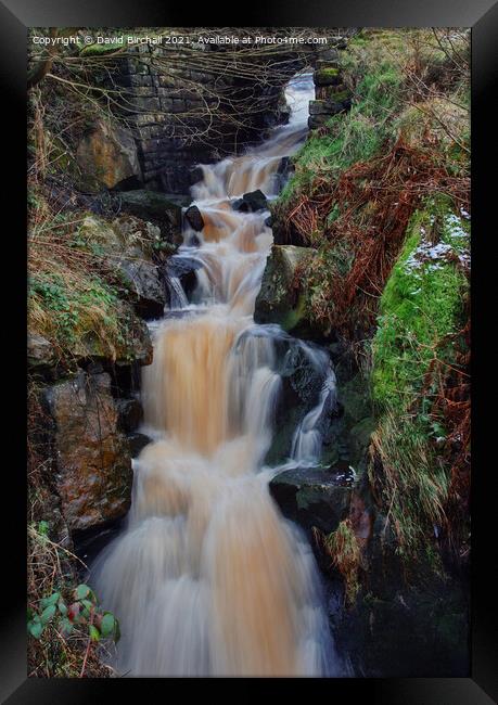 Pennine waterfall at Littleborough, Lancashire. Framed Print by David Birchall
