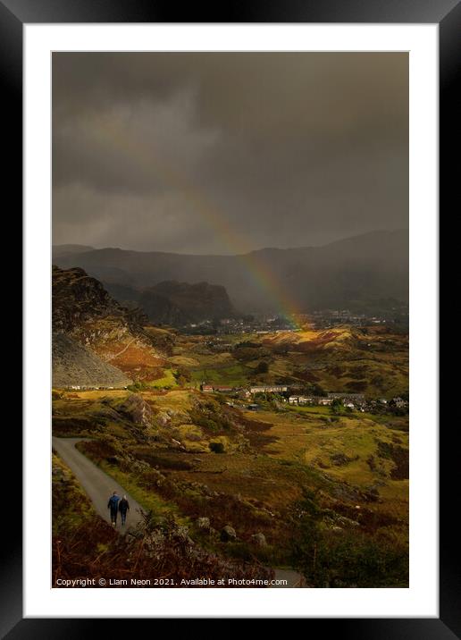 Blaenau Rainbow Skies Framed Mounted Print by Liam Neon