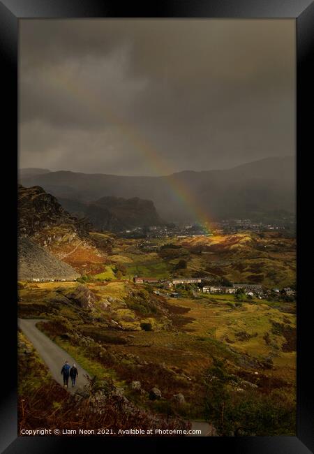 Blaenau Rainbow Skies Framed Print by Liam Neon