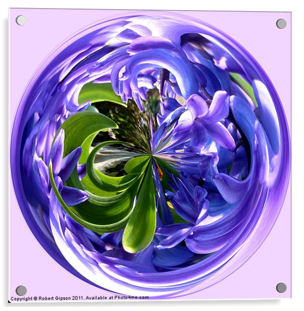 Spherical Paperweight of Bluebells. Acrylic by Robert Gipson