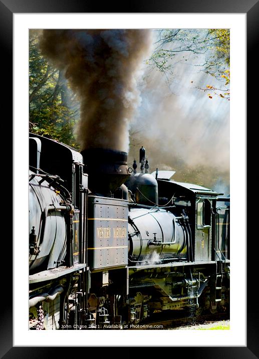 Shay No. 4 Locomotive Blows! Framed Mounted Print by John Chase