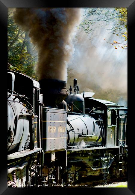Shay No. 4 Locomotive Blows! Framed Print by John Chase