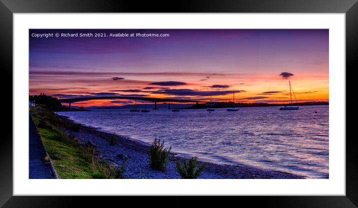 A summer sunrise beyond the Skye Bridge from Kyleakin. Framed Mounted Print by Richard Smith