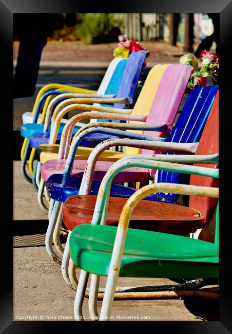 Colorful Chairs #2, 2020 Framed Print by John Chase