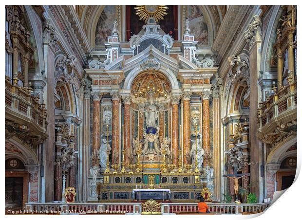Main altar in Chiesa del Gesù Nuovo - Napoli Print by Laszlo Konya