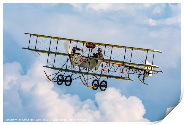 Avro Triplane In A Cloudy Sky Print by Steve de Roeck
