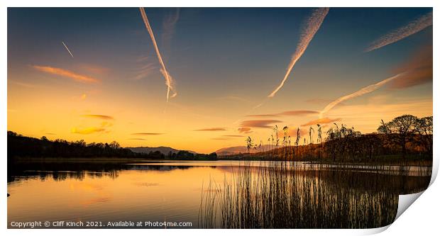 Lake District Sunset Print by Cliff Kinch