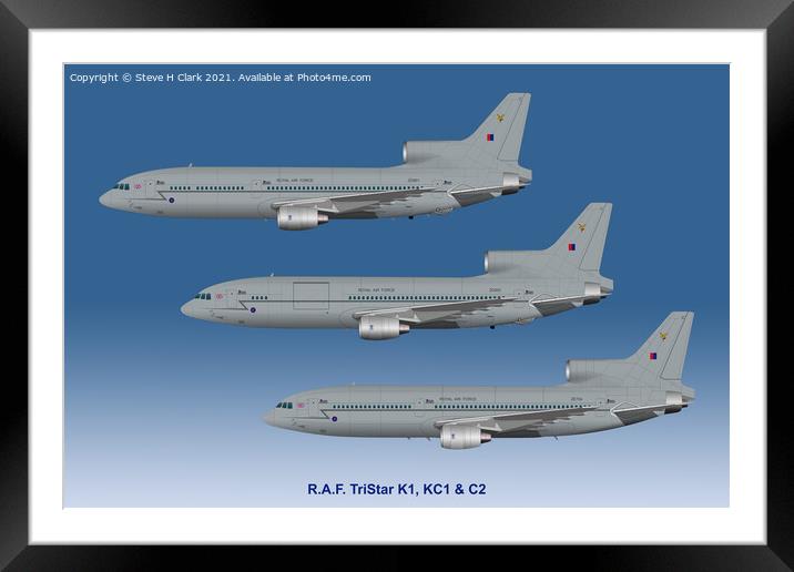 RAF Tristars K1, KC1 and C2 Framed Mounted Print by Steve H Clark