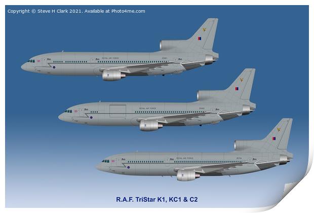 RAF Tristars K1, KC1 and C2 Print by Steve H Clark